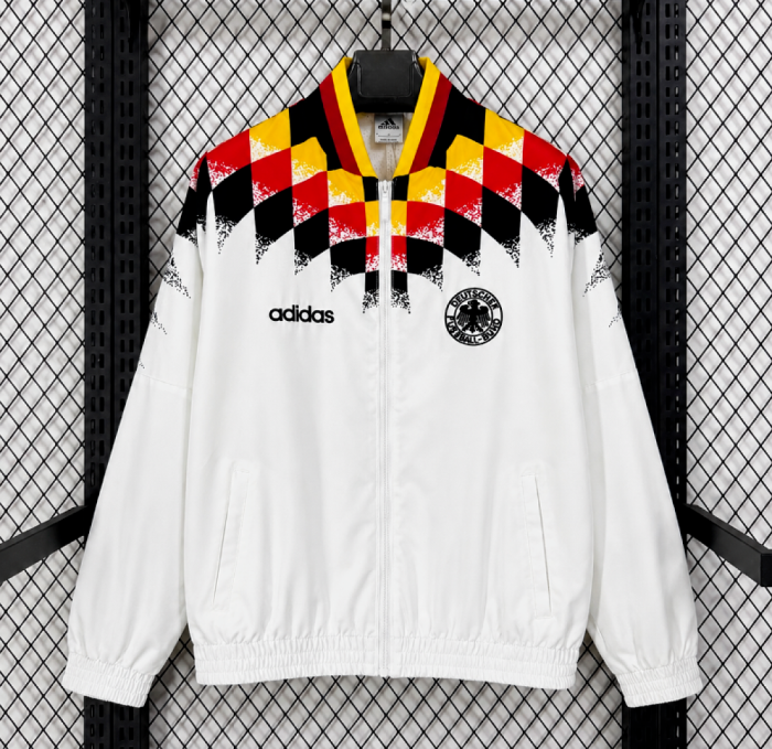 Retro Jacket 1994 Germany White Soccer Windbreaker Jacket Football Jacket