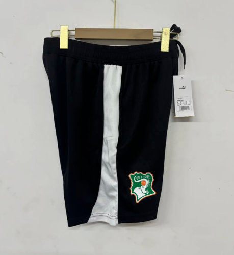 Fan Version 2026-2027 Côte d'Ivoire Black/White Soccer Training Shorts Ivory Coast Football Shorts