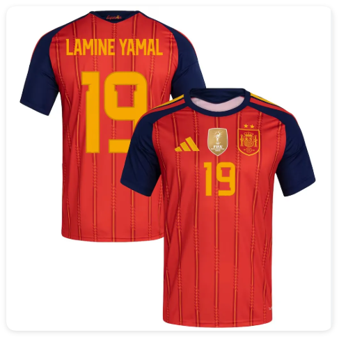 with 2 Stars+FIFA World Champions 2026 Patch Player Version 2026 Spain LAMINE YAMAL 19 Home Soccer Jersey España Camisetas de Futbol
