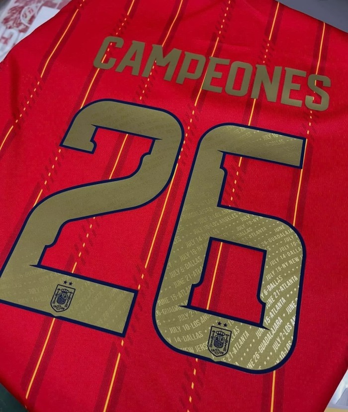 with 2 Stars Fan Version 2026 Spain CAMPEONES 26 Home Soccer Jersey España Camisetas de Futbol