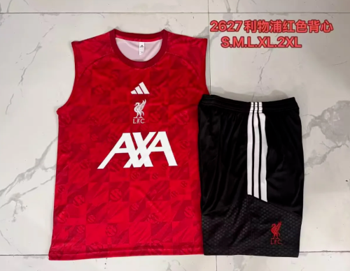 Adult Uniform 2025-2026 Liverpool Red Soccer Training Vest and Shorts Football Set