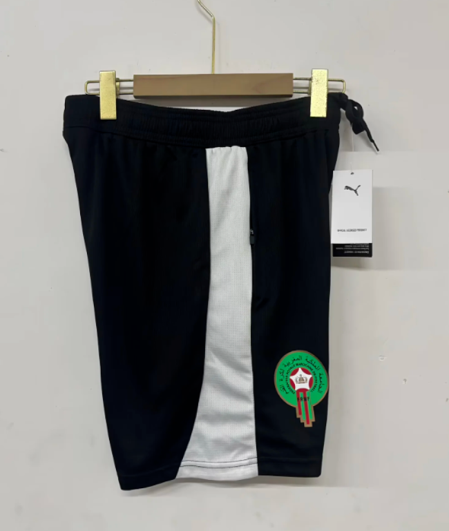 Fan Version 2026 Morocco Black/White Soccer Training Shorts Football Shorts