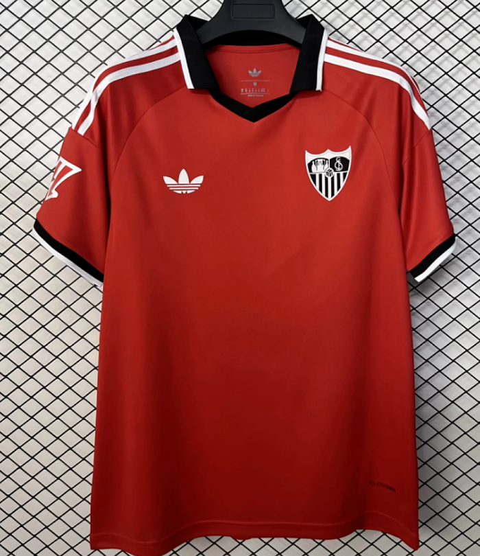 with LALIGA Patch Fans Version 2026-2027 Sevilla Away Red Soccer Jersey Football Shirt