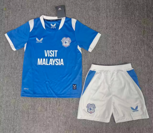 Youth Uniform Kids Kit 2026-2027 Cardiff City Home Soccer Jersey Shorts Child Football Set