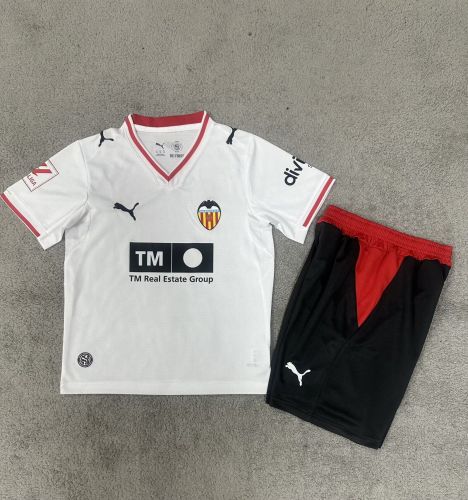 with LALIGA Patch Youth Uniform Kids Kit 2026-2027 Valencia Home Soccer Jersey Shorts Child Football Set