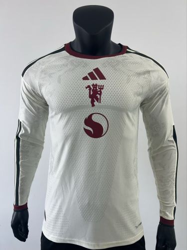 Long Sleeve Player Version 2026-2027 Manchester United Third Away White Soccer Jersey Man United Football Shirt