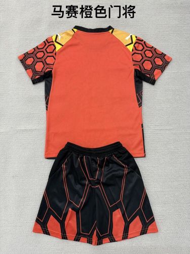 Youth Uniform Kids Kit 2026-2027 Marseille Orange Goalkeeper Soccer Jersey Shorts Child Football Set