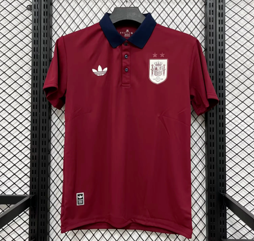 with 2 Stars Fan Version 2026-2027 Spain Red/Dark Blue Soccer Polo Football Shirt