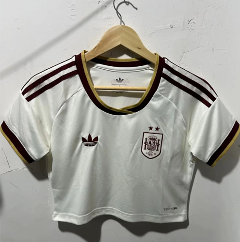with 2 Stars Women 2026 Spain Away crop Soccer Shirt Girl Football Jersey