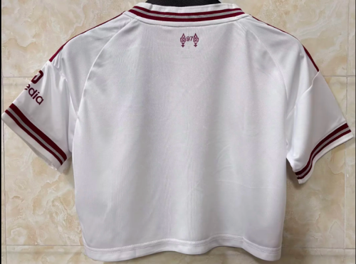 Women 2026-2027 Liverpool Away White Crop Soccer Shirt Girl Football Jersey