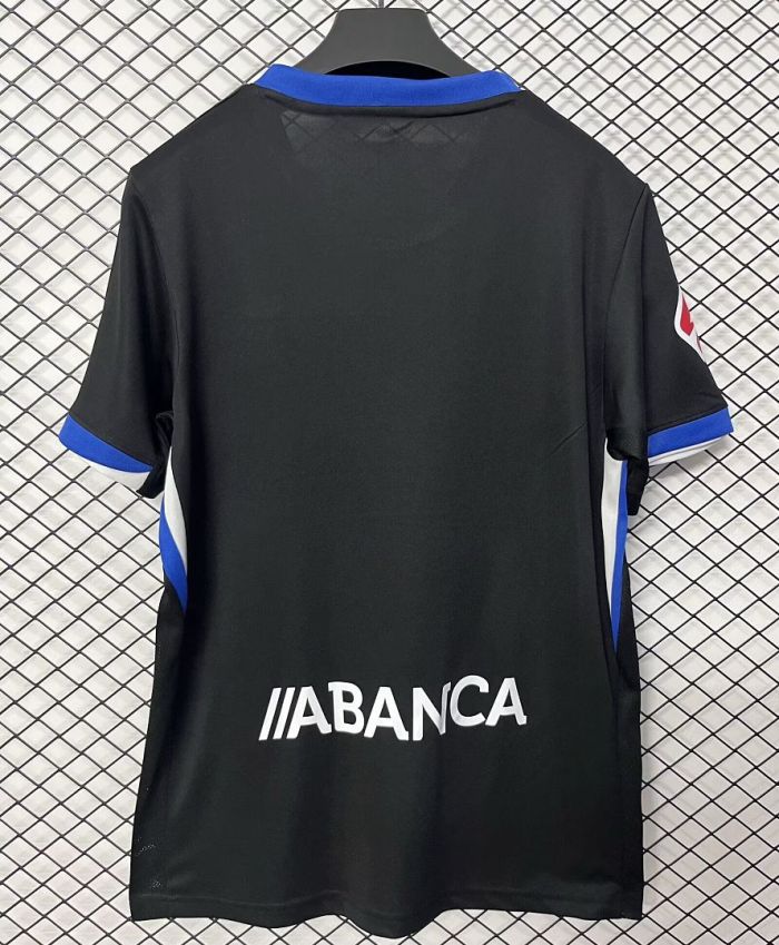 with LALIGA Patch Fan Version 2026-2027 Deportivo La Coruna Away Black Soccer Jersey Deportivo A Coruña Football Shirt