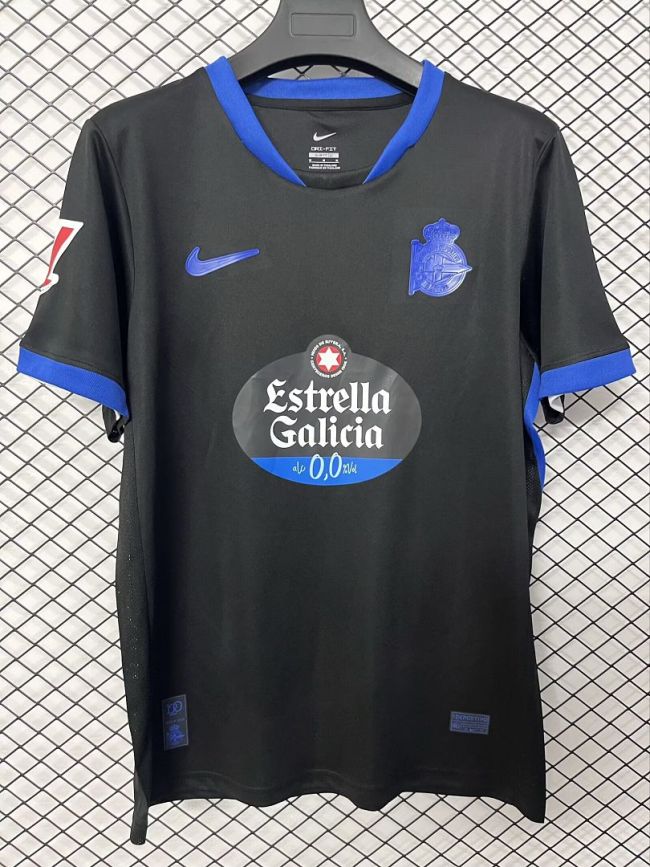 with LALIGA Patch Fan Version 2026-2027 Deportivo La Coruna Away Black Soccer Jersey Deportivo A Coruña Football Shirt