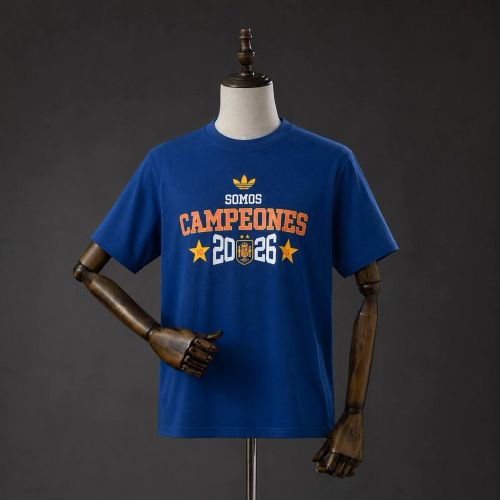 2026 Spain Champion Cotton Shirts CAMPEONES Blue T-shirt