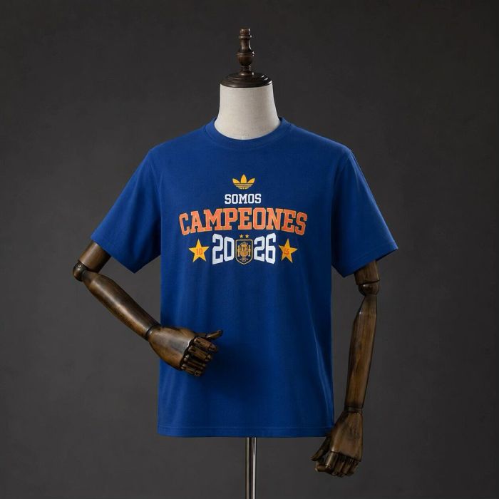 2026 Spain Champion Cotton Shirts CAMPEONES Blue T-shirt
