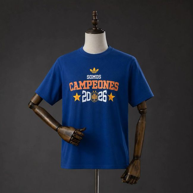2026 Spain Champion Cotton Shirts CAMPEONES Blue T-shirt