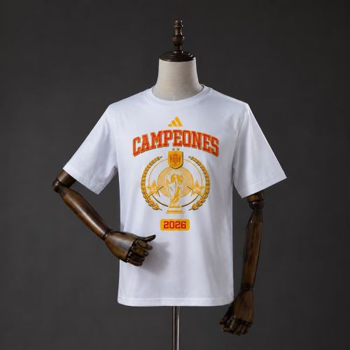 2026 Spain Champion Cotton Shirts CAMPEONES White 26 ESPANA T-shirt
