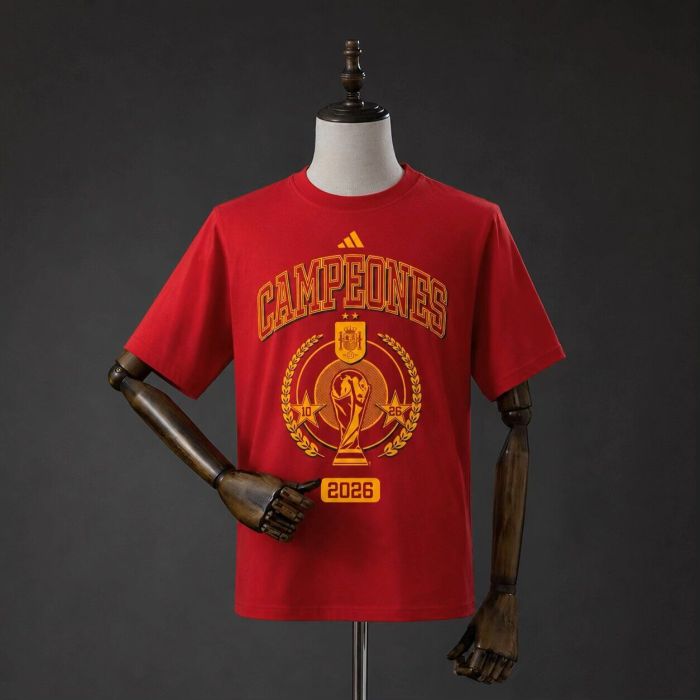 2026 Spain Champion Cotton Shirts CAMPEONES Red 26 ESPANA T-shirt