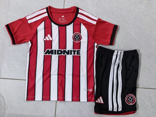 Youth Uniform Kids Kit 2026-2027 Sheffield United Home Soccer Jersey Shorts Child Football Set