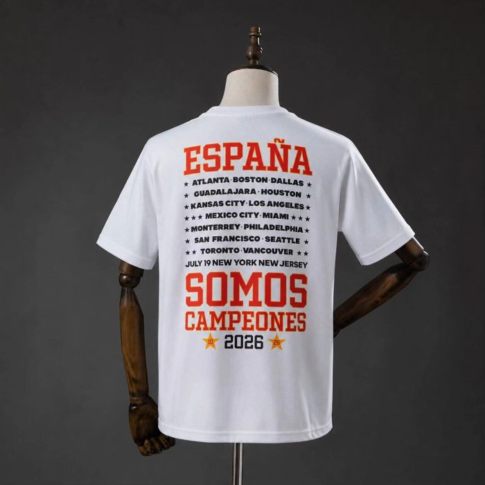 2026 Spain Champion Cotton Shirts CAMPEONES White T-shirt
