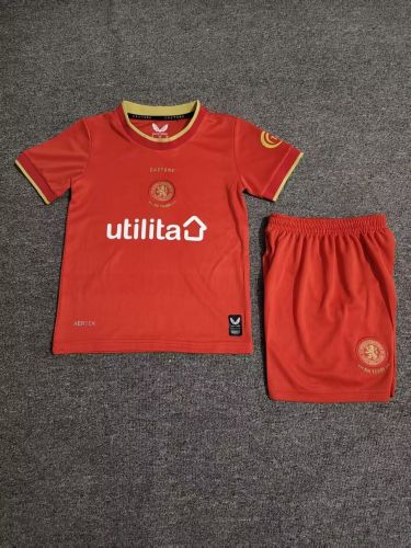 Youth Uniform Kids Kit 2026-2027 Middlesbrough Home Soccer Jersey Shorts Child Football Set