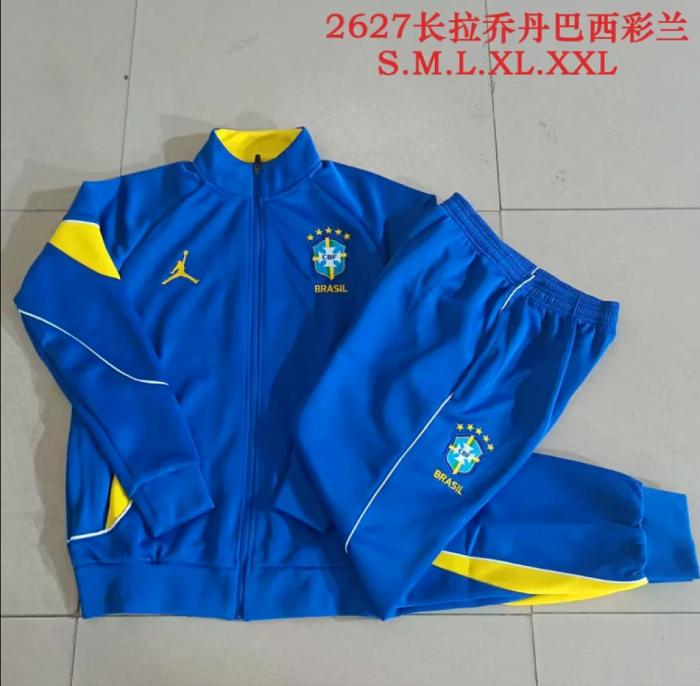 2026-2027 Brazil Blue Soccer Tracksuit Jacket Football Jacket and Pants