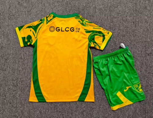 Youth Uniform Kids Kit 2026-2027 Norwich City Home Soccer Jersey Shorts Child Football Set