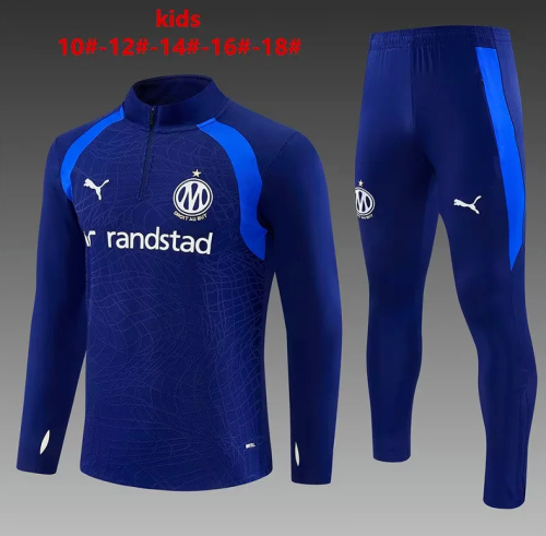 Youth 2026-2027 Inter Milan Dark Blue Soccer Training Sweater and Pants Child Football Kit