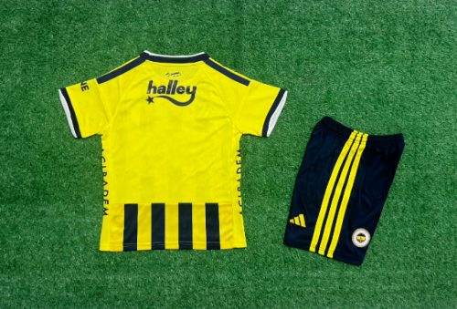 Youth Uniform Kids Kit 2025-2026 Fenerbahçe Home Soccer Jersey Shorts Fenerbahce Child Football Set