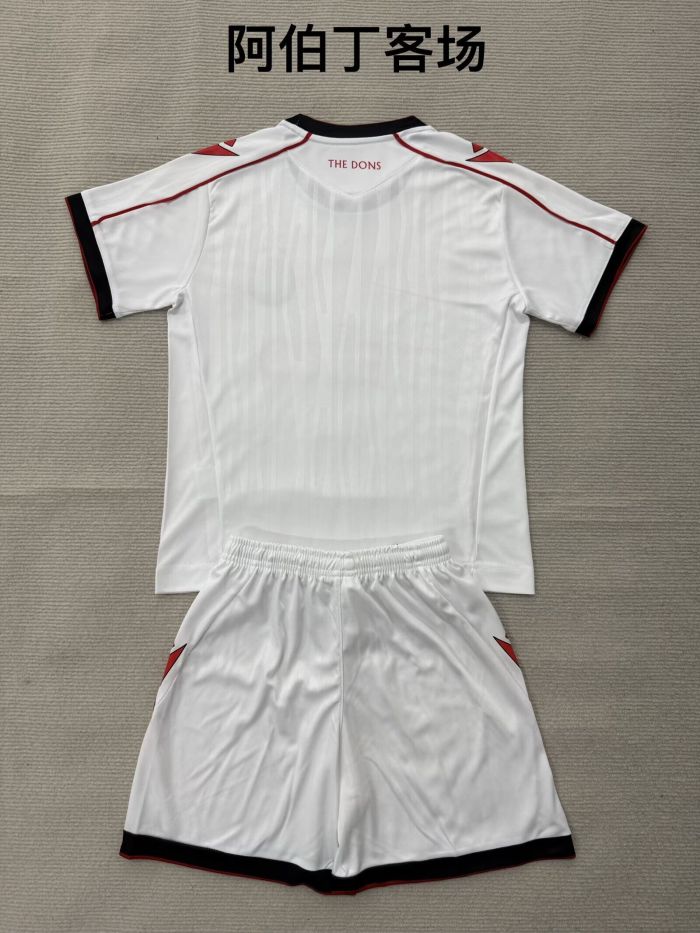 Youth Uniform Kids Kit 2026-2027 Aberdeen Away White Soccer Jersey Shorts Child Football Set