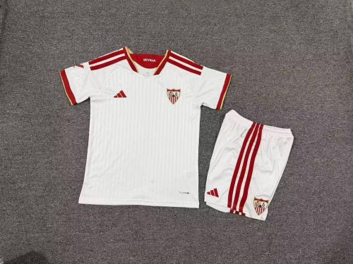 Youth Uniform Kids Kit 2026-2027 Sevilla Home Soccer Jersey Shorts Child Football Set