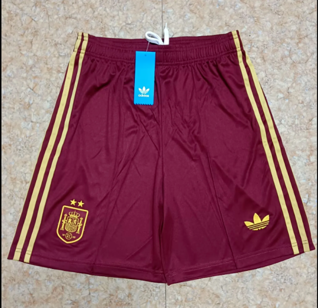 with 2 Stars Fan Version 2026 Spain Away Red Soccer Shorts Football Shorts