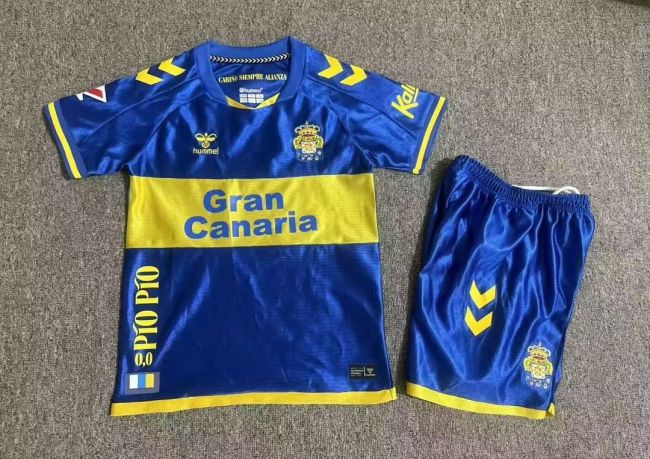 with LALIGA Patch Youth Uniform Kids Kit 2026-2027 Las Palmas Away Blue Soccer Jersey Shorts Child Football Set