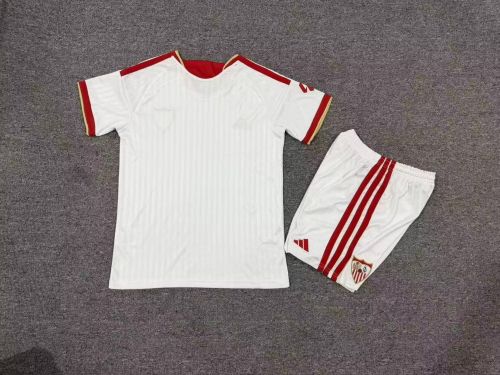 Youth Uniform Kids Kit 2026-2027 Sevilla Home Soccer Jersey Shorts Child Football Set