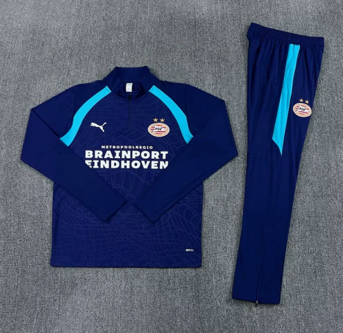 2026-2027 PSV Eindhoven Dark Blue Soccer Training Sweater and Pants Football Kit