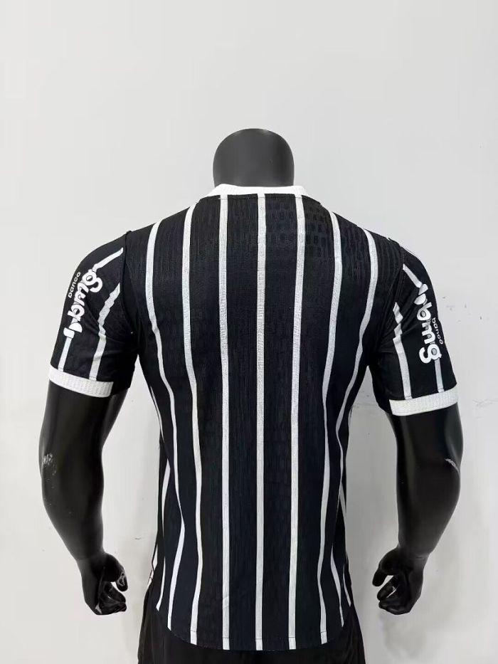 with All Sponor Logos Player Version 2026-2027 Corinthians Away Black Soccer Jersey Camisetas de Futbol