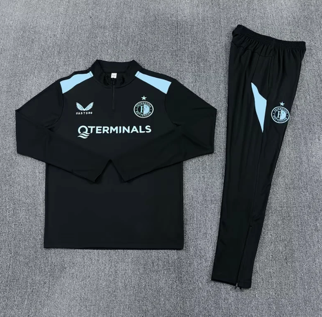 2026-2027 Feyenoord Black Soccer Training Sweater and Pants Football Kit