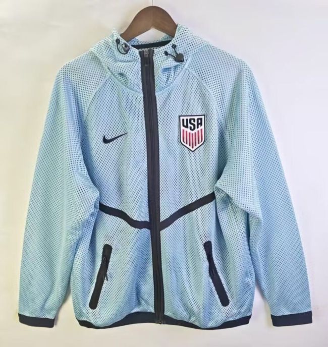 2026-2027 USA Light Blue World Cup Mesh Anthem Jacket Soccer Windbreaker Jacket United States Football Jacket