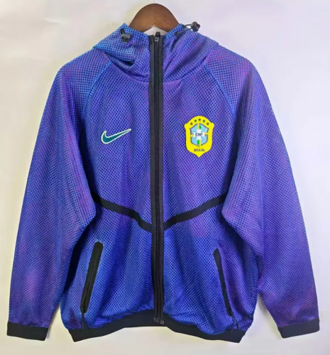 2026-2027 Brazil Blue World Cup Mesh Anthem Jacket Soccer Windbreaker Jacket Brasil Football Jacket