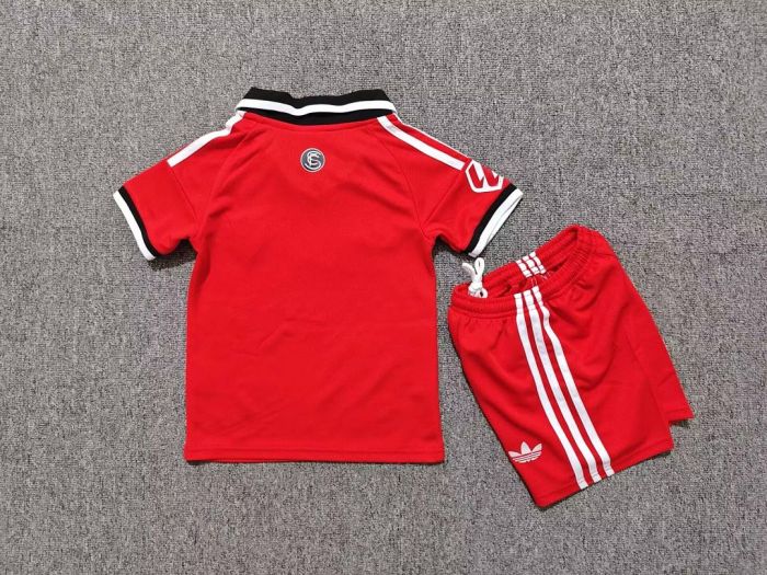 Youth Uniform Kids Kit 2026-2027 Sevilla Away Red Soccer Jersey Shorts Child Football Set