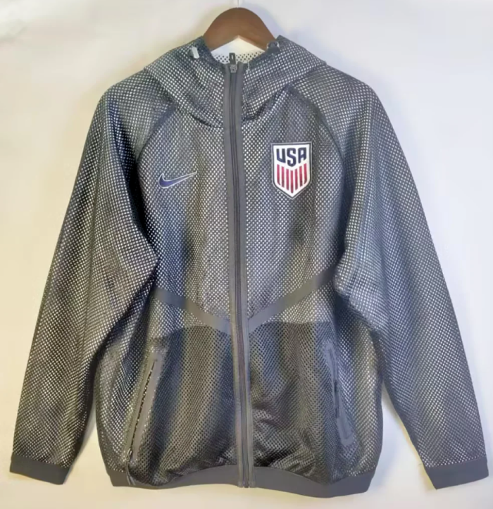 2026-2027 USA Black World Cup Mesh Anthem Jacket Soccer Windbreaker Jacket United States Football Jacket