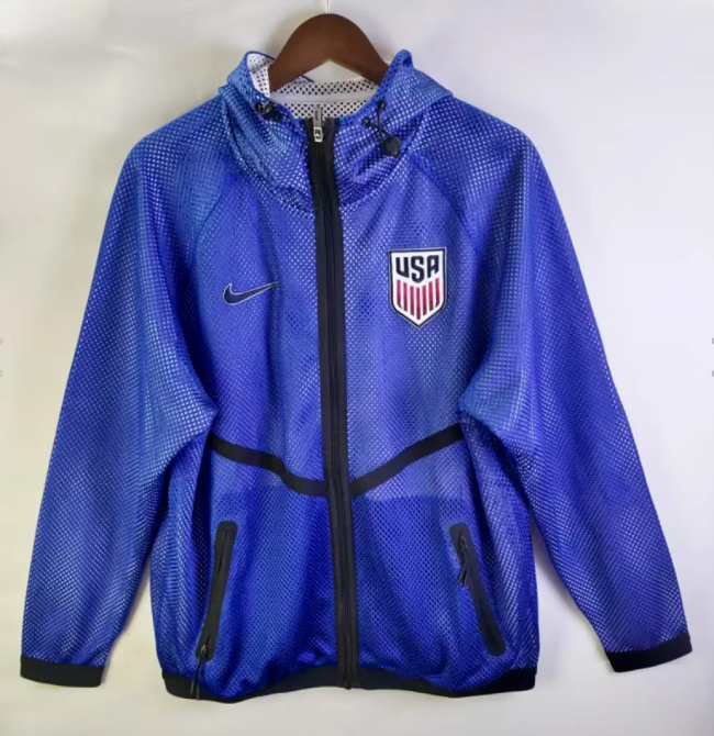 2026-2027 USA Blue World Cup Mesh Anthem Jacket Soccer Windbreaker Jacket United States Football Jacket