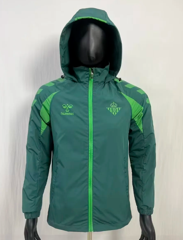 with Caps 2026 Real Betis Green Soccer Windbreaker Jacket Football Jacket