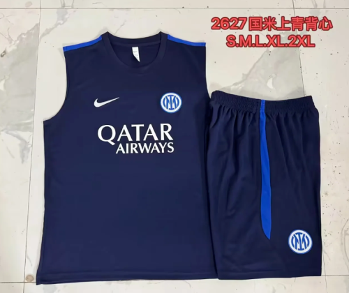 Adult Uniform 2026-2027 Inter Milan Dark Blue Soccer Training Vest and Shorts Football Set