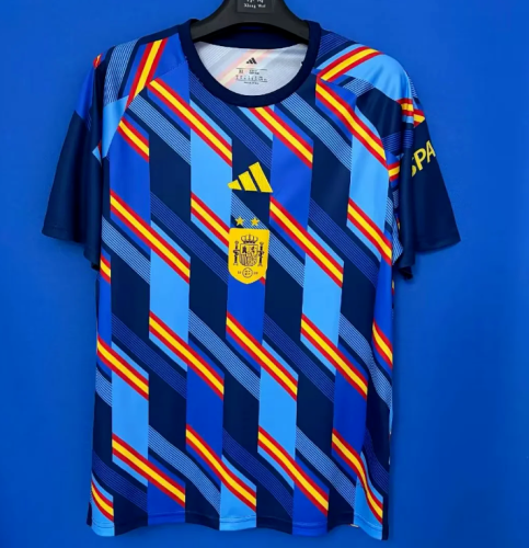 with 2 Stars Fan Version 2026 Spain Colorful Soccer Pre-match Jersey España Camisetas de Futbol