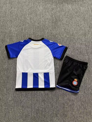 with LALIGA Patch Youth Uniform Kids Kit 2026-2027 Espanyol Home Soccer Jersey Shorts Child Football Set