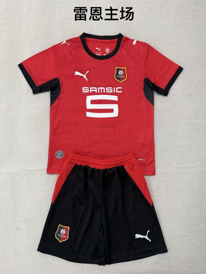 Youth Uniform Kids Kit 2026-2027 Stade Rennais Home Soccer Jersey Shorts Child Football Set