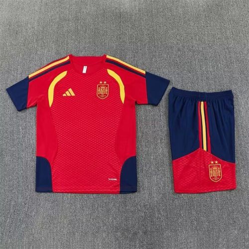 with 2 Stars Adult Uniform 2026-2027 Spain Red Soccer Training Jersey and Shorts Football Kits