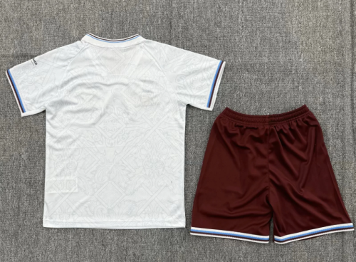 without Sponor Logo Youth Uniform Kids Kit 2026-2027 West Ham United Third Away White Soccer Jersey Shorts Child Football Set