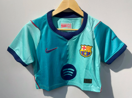 Women 2026-2027 Barcelona Third Away Green Crop Soccer Shirt Girl Football Jersey