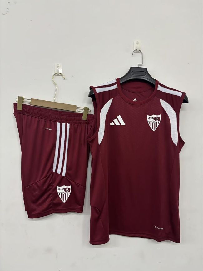 Adult Uniform 2026-2027 Sevilla Red Soccer Training Vest and Shorts Football Set